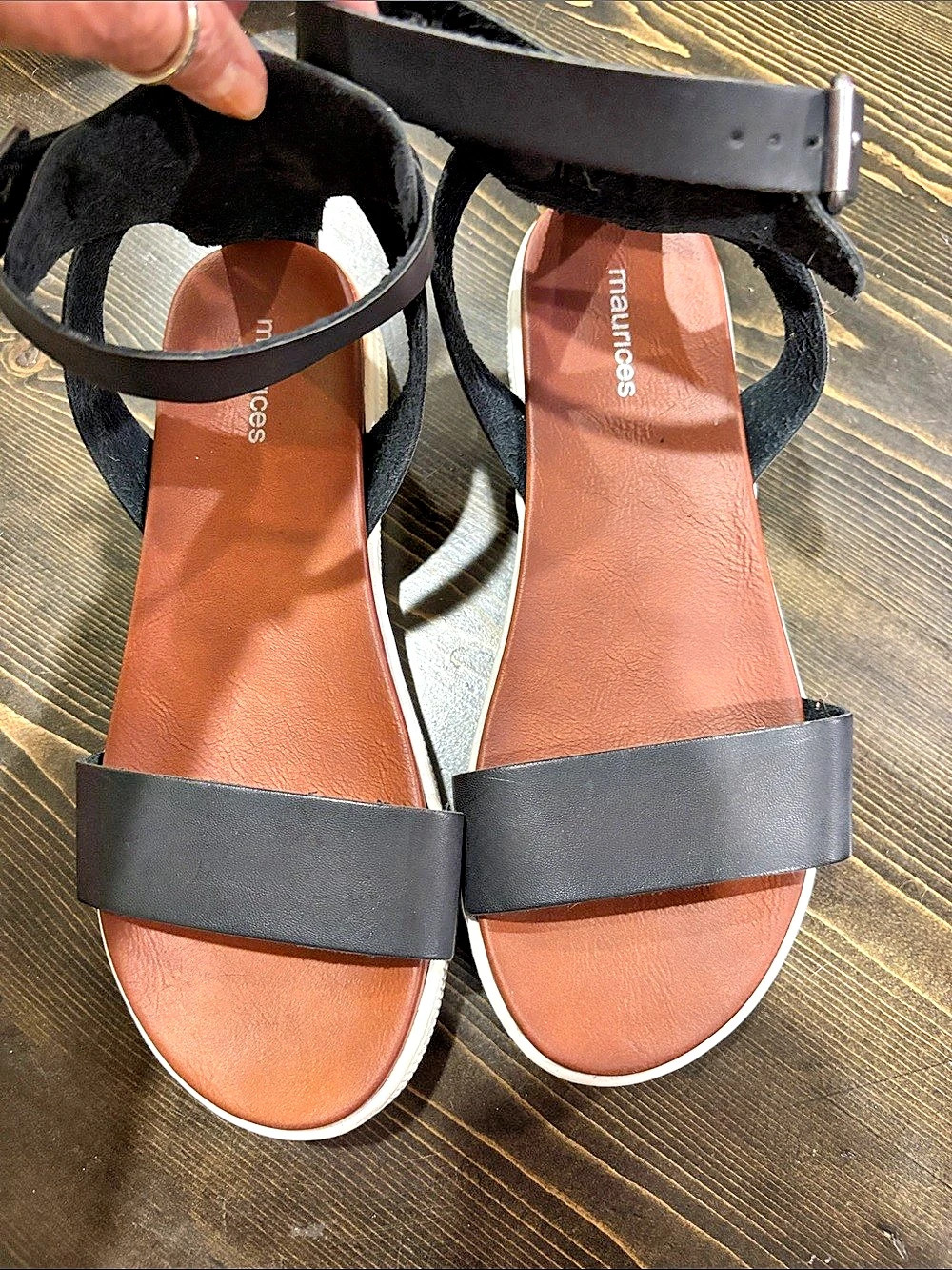 maurices Hadly Black Ankle Strap Platform Sandals & White Platform Sandals US
